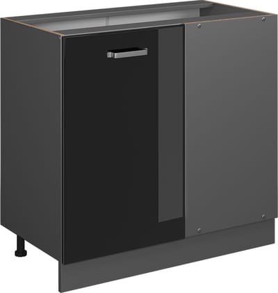 Vicco R-Line Hoekkast – 86 cm zonder werkblad Zwart hoogglans