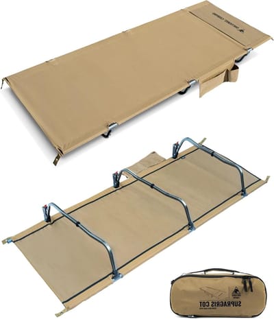 Veldbed Inklapbaar - Campingbed Opvouwbaar - Outdoor Kamperen - Extra Breed Draagvermogen - 190x70cm - Coyote Bruin