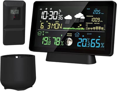 Weerstation - Weerstation Buiten - Weersvoorspelling - Groot kleurendisplay - 100 meter bereik - Wit