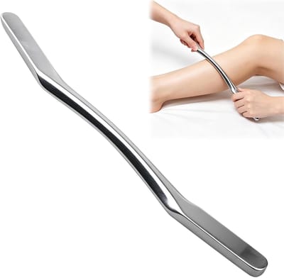 Gua Sha Schraper - Fascia Gereedschap - Spierontspanning Lichaam - Ergonomisch Design - 30 cm - Zilverkleurig