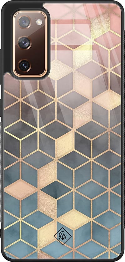 Casimoda® hoesje - Geschikt voor Samsung Galaxy S20 FE - Cubes Art - Luxe Hard Case Zwart - Backcover telefoonhoesje - Multi