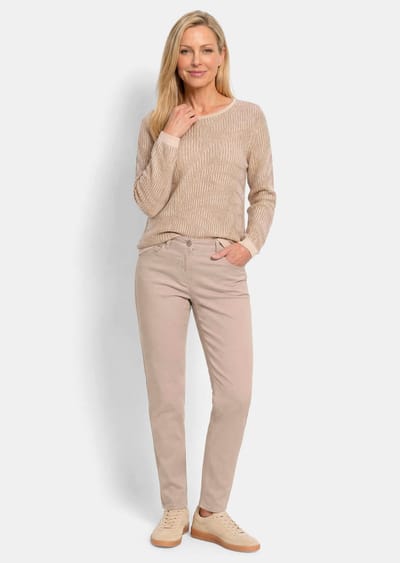 Mom jeans SARA van stretchkatoen - beige - Gr. 19 van Goldner Fashion