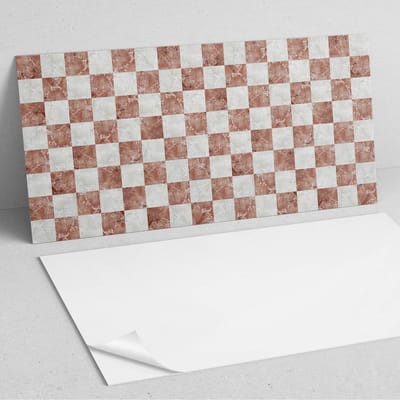 Coloray Wandpanelen Zelfklevend - Marmeren dambordpatroon PVC Wandpaneel - 100 cm x 50 cm - Bruin Wandbekleding Zelfklevend - 1 stuk - Texturen Wandpanelen Zelfklevend - Wandpanelen Keuken - Wandpaneel Badkamer