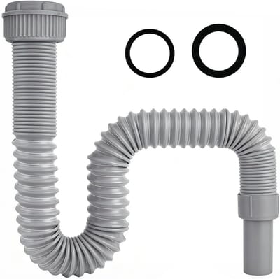 afvoerslang 45 mm, uitschuifbare slang voor wastafel, afvoerslang met staaldraad, adapter 40 mm, duurzaam afvoerkit voor keuken & badkamer (Grijs)