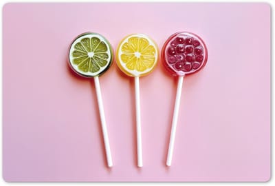Placemats 45x30 cm - Placemat kunststof - 1 stuk - Lolly - Snoep - Citrus - Borden onderleggers - Decoratie voor op tafel - Keuken tafeldecoratie accessoires - Vinyl onderlegger - Tafelversiering