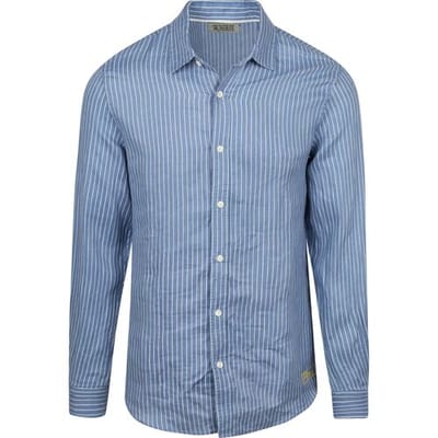 Overhemd Lange Mouw Scotch &amp; Soda Linnen Overhemd Streep Blauw