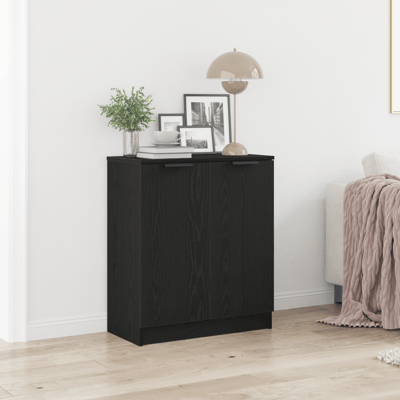 vidaXL - Dressoir - Zwart - Eiken - 60 - x - 30 - x - 70 - cm - Bewerkt - hout