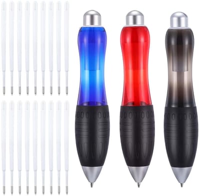 Dailygoods- Balpennen 3 Stuks - Grote Dikke Pennen - Veelkleurig - Schrijfstabiliteit - Antislip Grip - 18 Vullingen - Schrijfpennen