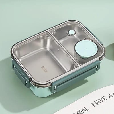304 Roestvrijstalen Lunchbox met Bestek voor Volwassenen Kinderen Lekvrije Lunchcontainer Draagbare Vakken Bento Box Voedselcontainers