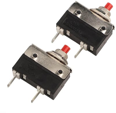 Drukknop Stroomonderbreker - Handmatige Reset - Apparaten Beveiligen - Overbelasting Bescherming - 2 Pack - Zwart
