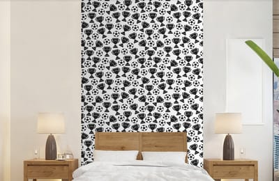 Behang - Fotobehang Patronen - Voetbal - Beker - Jongens - Kinderen - Kids - Kindje - Breedte 150 cm x hoogte 240 cm