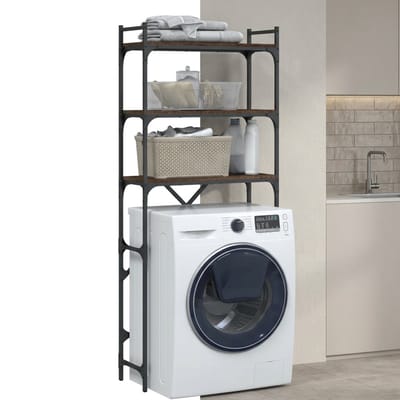 Wasmachine rek - Ombouw - Kast - Opbouwmeubel - Verhoger - Wasmachine meubel - Opbergkast - Hout - Bruin Eiken