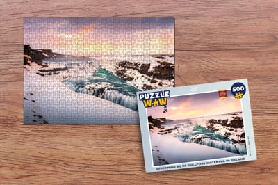 Puzzel Ijsvorming bij de Gullfoss waterval in IJsland - Legpuzzel - Puzzel 500 stukjes