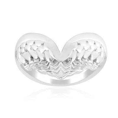 Cavill - Moderne Zilveren Ring Dames - 925 Sterling Zilver Geplatineerd - Brede Band met Vleugelontwerp - Elegant en Comfortabel