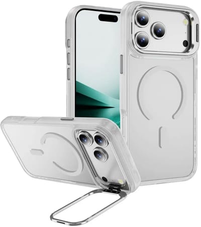 Hoesje Geschikt voor Apple iPhone 17 Pro - Compatibel met MagSafe & Qi2 - Back Cover met Standaard - Camera Kickstand - Transparant