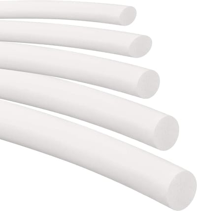 siliconen schuimafdichtingsstrip Dia 1mm x 5 meter lang, ronde massieve spons witte strip zacht duurzaam voor DIY, afdichting, schuim buis