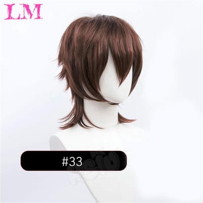 LM Synthetische Korte Pruiken Wolf Cut met Pony Steil Cosplay Feestpruik voor Mannen Vrouwen Roze Rood Blauw Paars Koreaanse Stijl Mannen Pruik black