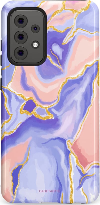 Casetastic hoesje geschikt voor Samsung Galaxy A52 (2021) 5G / Samsung Galaxy A52 (2021) 4G - Dubbellaagse bescherming - Riviergloed - Fashion Case - Lavendel Lichtgrijs Zand Lichtroze