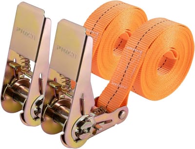 Robuuste sjorbanden met ratel, 4 m - Perfect voor materiaaltransport, motorfiets, fietsen, verhuizing, bagagepakketten en camping (2 stuks)