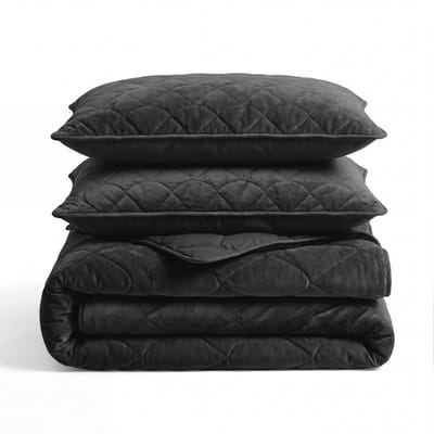 Sleeptime 2 in 1 Velvet Dekbed zonder Overtrek Dekbed - Dekbed inclusief slopen - 200 x 200 - Zwart/Grijs