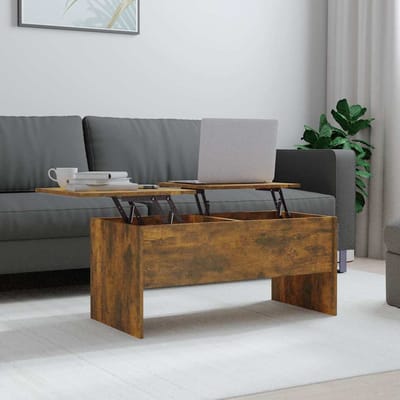 vidaXL - Salontafel - 102x50,5x46,5 - cm - bewerkt - hout - gerookt - eikenkleurig
