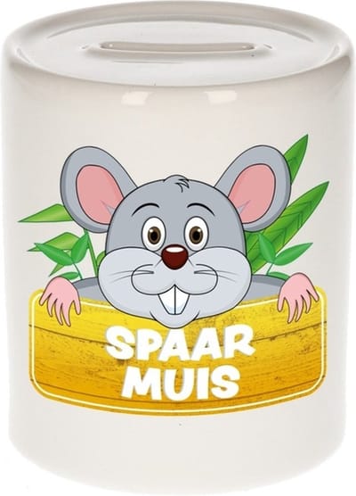 Kinder spaarpot met spaar muis opdruk - keramiek - muis spaarpotten