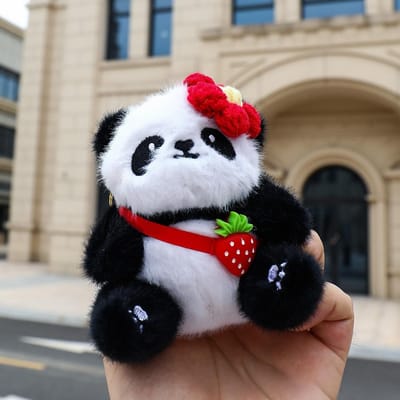 Nieuwe Cartoon Panda Pluche Sleutelhanger Hanger Kawaii Knuffelpop Tas Bedeltje Auto Meisje Rugzak Decoratie Cadeau