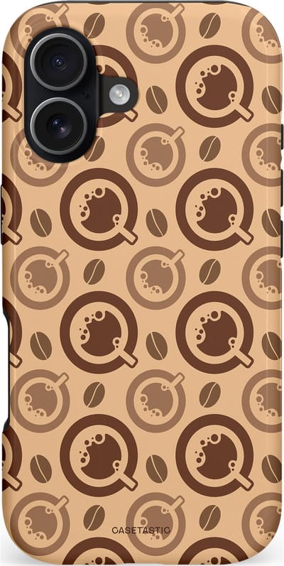 Casetastic hoesje geschikt voor Apple iPhone 17 - MagSafe - Dubbellaagse bescherming - Cappuccino Ontwerp - Fashion Case - Taupe Perzik Donkergrijs