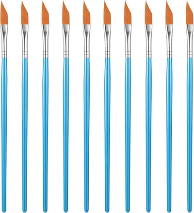 Set van 10 Hoekpenseel voor Acryl en Waterverf Lange Handvat