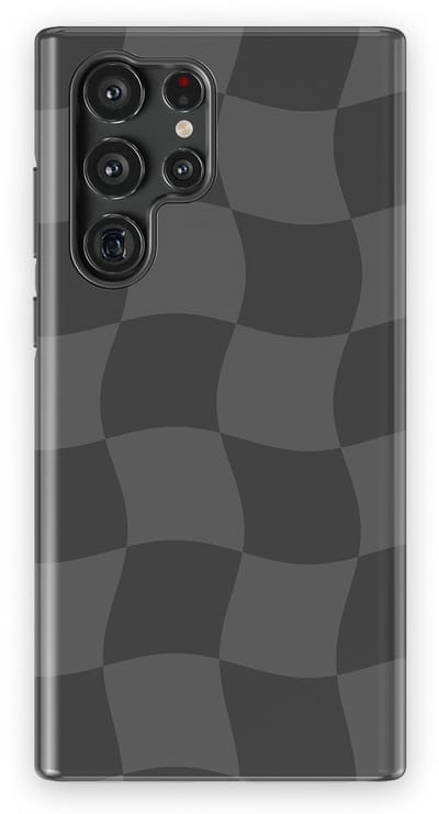 Checkered Warp Hoesje Samsung Galaxy S22 Ultra | Geschikt Voor Mag | Uniek Design Hoesje | Beschermhoes Samsung Galaxy S22 Ultra Grey Motion