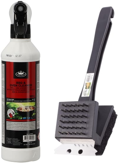 BBQ reinigingsset - barbecue schoonmaakborstel - reiniging spray