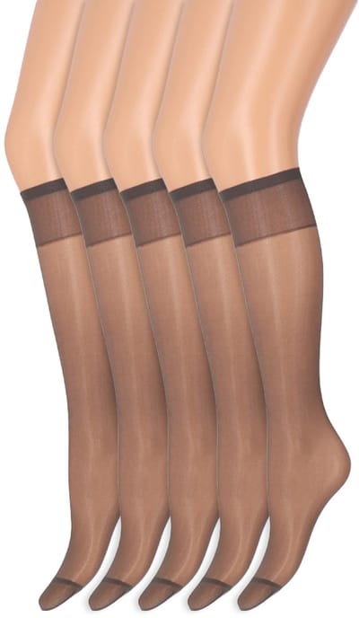 Kniekousen met soepele boord | Perfecte pasvorm | 20 denier | Merk: Marianne | Maat: One Size | Kleur: Grijs | 5 Paar