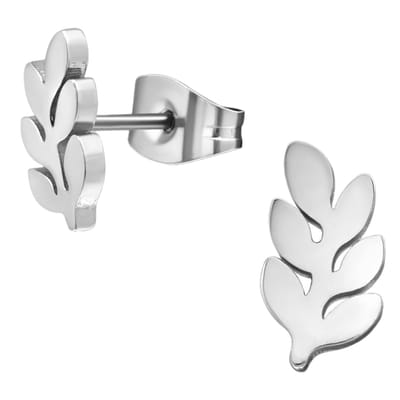 Aramat Jewels | Oorbellen | Zilverkleurige blad oorbellen 12×7 mm | | | |7mm | Staal | Kinderen, Volwassenen | Verkleurd niet