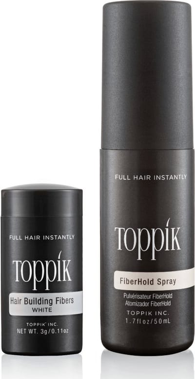 Toppik Hair Fibers Probeerset Wit - Toppik hair fibers 3 gram + 50 ml Fiberhold Spray - Handig voor op reis