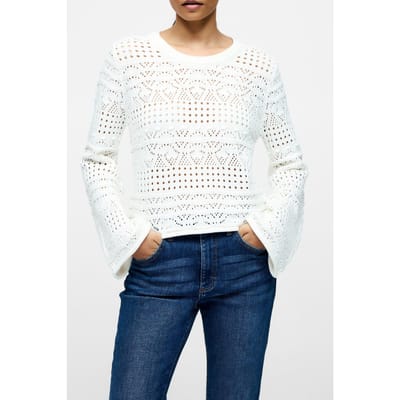 French Connection Crochet Bobble Knit Summer White Maat: XS | Longsleeves Outlet | Dames | Wit