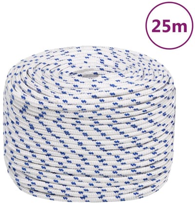 Boot Touw - 8 mm - 25 m - Wit Polypropyleen (PP) - Breeksterkte 420 kg - Weerbestendig Scheepstouw & Aanmeerlijn