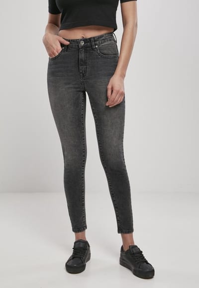 Urban Classics - High Waist Skinny jeans - 26/32 inch - Zwart