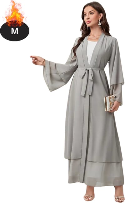 Bovista Islamitische Kleding - Djellaba Dames - Moslim Kleding - Arabisch Dames Kaftan - Alhamdulillah - Grijs M