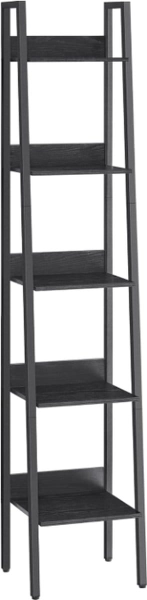 MIRA Home - Ladderrek - Boekenkast - Hout - Zwart- 30x33,8x170