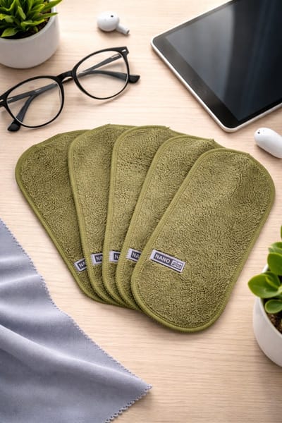 5x Nanoplus Brillen schoonmaakdoek/Nanodoek/Brilpoetsdoekjes/Olive
