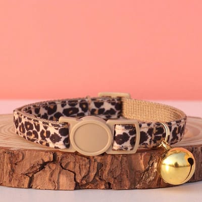 1 st Luipaardprint Kattenhalsband Met Verstelbare Gouden Bel Voor Katten En Kleine Honden, Lente/Zomer/Herfst/Winter, Hondenspullen, Hondenhalsband M