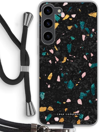 Case Company® - Hoesje met koord geschikt voor Samsung Galaxy S23 Plus hoesje met Koord - Terrazzo N°10 - Telefoonhoesje met Zwart Koord - Bescherming aan alle Kanten en Over de Schermrand