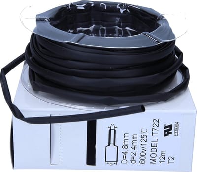 12m krimpkous zwart van 4,8 mm tot 2,4 mm I 2:1 I industriële kwaliteit van de Duitse dealer