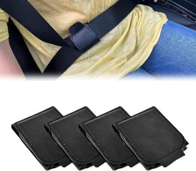 Dailygoods- Veiligheidsgordelclip - Verstelbaar - Gordelversteller Volwassenen - Gordelgeleider - 4 Stuks - Duurzaam PU-leer