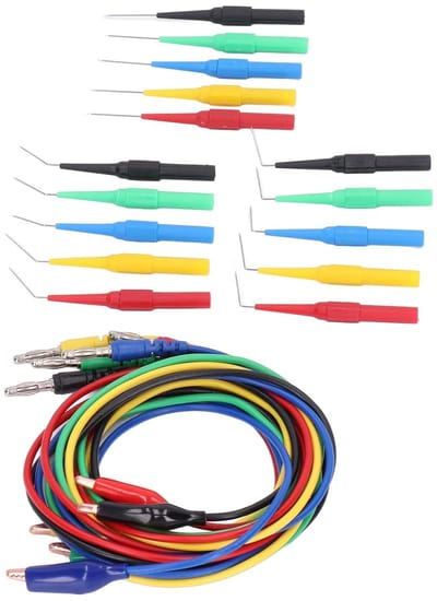 Meetsnoerenset Krokodillenklemmen - Testkabels Multimeter - Elektrische Tests - 3 Hoek Sondes - 4mm Stekkers - Multicolor