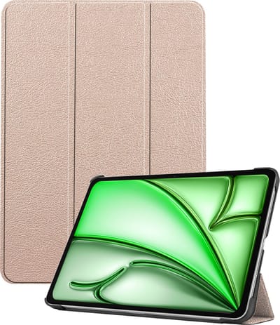 Hoesje Geschikt voor Apple iPad Air 6 (2024) - 11 inch - 6e Generatie - M2 - Dun & Stevig - Trifold Bookcase - Hard Cover - Hardcover Book Case - Tablet Hoes - Goud