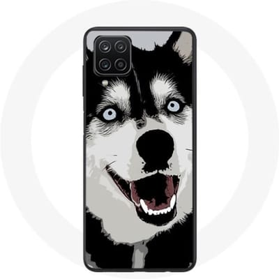 Hoesje - Siberische Husky - Samsung Galaxy A12 - Flexibel - Zwart - Unisex