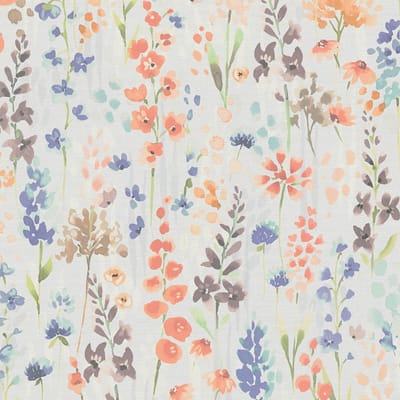 Bloemen behang Profhome 396063-GU vliesbehang hardvinyl warmdruk in reliëf licht gestructureerd in aquarel stijl mat grijs oranje bruin blauw 5,33 m2