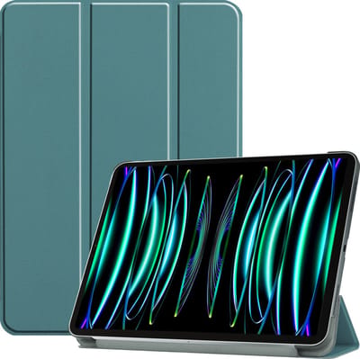 Hoesje Geschikt voor Apple iPad Pro (2022) - 11 inch - 4e generatie - Dun & Stevig - Trifold Bookcase - Hard Cover - Hardcover Book Case - Tablet Hoes - Donkergroen