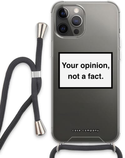 Case Company® - Hoesje met koord geschikt voor iPhone 13 Pro Max hoesje met Koord - Your opinion - Telefoonhoesje met Zwart Koord - Bescherming aan alle Kanten en Over de Schermrand